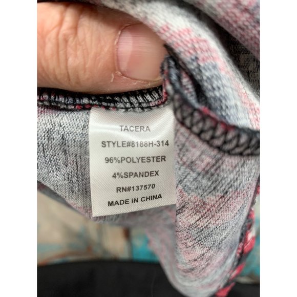 Tacera Dress Woman LG Red Gray and Black Zig Zag Print - Picture 4 of 4